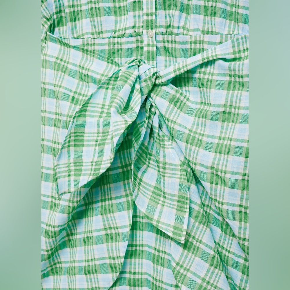 Mango Green check bow dress NWT - Picture 7 of 7